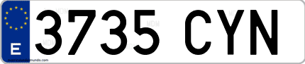 Ejemplo de matrícula de coche ordinaria 3735 CYN
