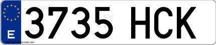 Ejemplo de matrícula española 3735 HCK
