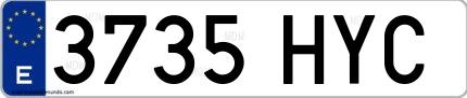 Ejemplo de matrícula española 3735 HYC