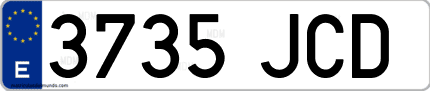 Ejemplo de matrícula de coche ordinaria 3735 JCD