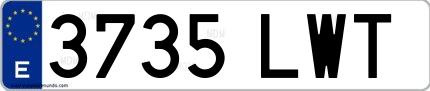 Ejemplo de matrícula española 3735 LWT