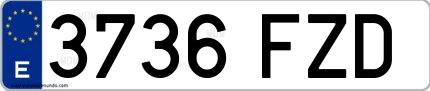 Ejemplo de matrícula española 3736 FZD
