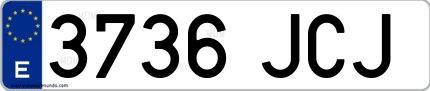 Ejemplo de matrícula española 3736 JCJ
