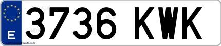 Ejemplo de matrícula española 3736 KWK