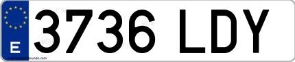 Ejemplo de matrícula española 3736 LDY