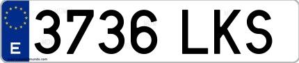 Ejemplo de matrícula española 3736 LKS