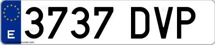 Ejemplo de matrícula española 3737 DVP