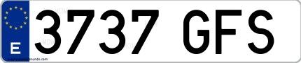 Ejemplo de matrícula española 3737 GFS