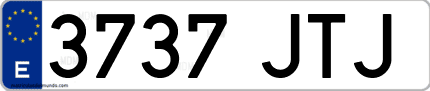 Ejemplo de matrícula de coche ordinaria 3737 JTJ