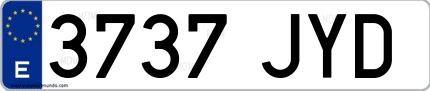 Ejemplo de matrícula española 3737 JYD