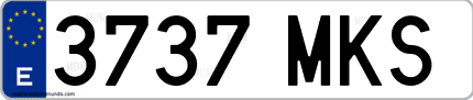Ejemplo de matrícula de coche ordinaria 3737 MKS