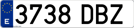 Ejemplo de matrícula de coche ordinaria 3738 DBZ