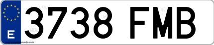 Ejemplo de matrícula española 3738 FMB