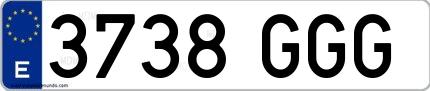 Ejemplo de matrícula española 3738 GGG
