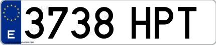 Ejemplo de matrícula española 3738 HPT