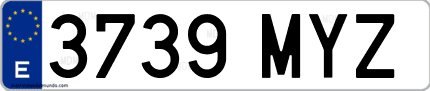 Ejemplo de matrícula de coche ordinaria 3739 MYZ