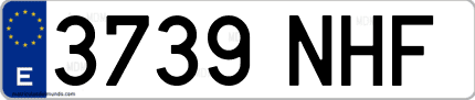 Ejemplo de matrícula de coche ordinaria 3739 NHF