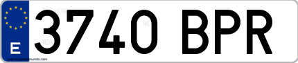 Ejemplo de matrícula de coche ordinaria 3740 BPR