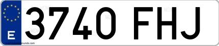 Ejemplo de matrícula española 3740 FHJ