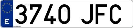 Ejemplo de matrícula española 3740 JFC