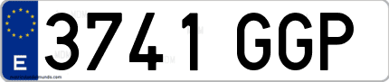 Ejemplo de matrícula de coche ordinaria 3741 GGP