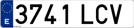 Ejemplo de matrícula de coche ordinaria 3741 LCV