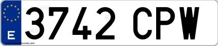 Ejemplo de matrícula española 3742 CPW