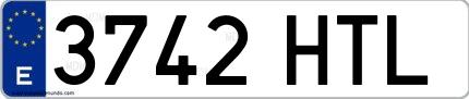 Ejemplo de matrícula española 3742 HTL