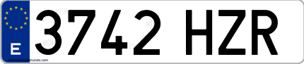 Ejemplo de matrícula de coche ordinaria 3742 HZR