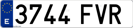 Ejemplo de matrícula de coche ordinaria 3744 FVR