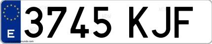 Ejemplo de matrícula española 3745 KJF