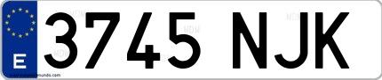 Ejemplo de matrícula española 3745 NJK