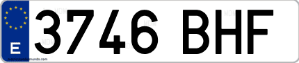 Ejemplo de matrícula de coche ordinaria 3746 BHF