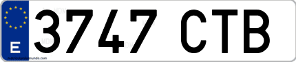 Ejemplo de matrícula de coche ordinaria 3747 CTB