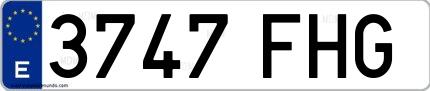 Ejemplo de matrícula española 3747 FHG