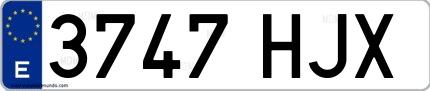 Ejemplo de matrícula española 3747 HJX