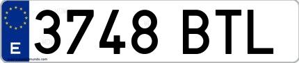 Ejemplo de matrícula española 3748 BTL