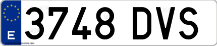 Ejemplo de matrícula de coche ordinaria 3748 DVS
