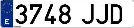 Ejemplo de matrícula española 3748 JJD