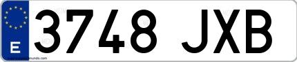 Ejemplo de matrícula española 3748 JXB