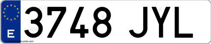 Ejemplo de matrícula española 3748 JYL