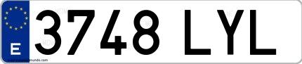 Ejemplo de matrícula española 3748 LYL