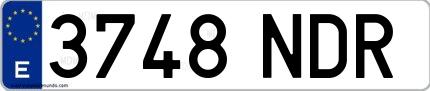 Ejemplo de matrícula española 3748 NDR