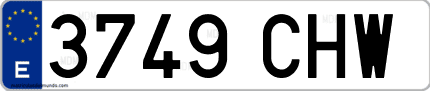 Ejemplo de matrícula de coche ordinaria 3749 CHW