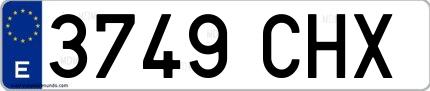 Ejemplo de matrícula española 3749 CHX