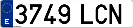 Ejemplo de matrícula de coche ordinaria 3749 LCN