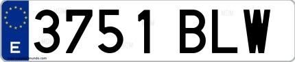 Ejemplo de matrícula española 3751 BLW