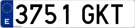 Ejemplo de matrícula española 3751 GKT