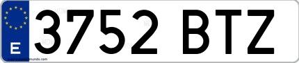 Ejemplo de matrícula española 3752 BTZ
