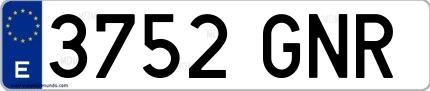 Ejemplo de matrícula española 3752 GNR